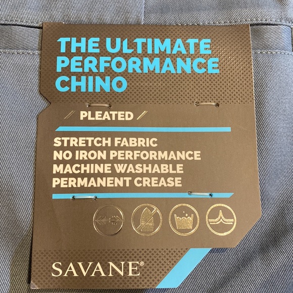 Savane SZ 50 x 28 Blue Mirage Pleated Performance Chino Straight Fit Pants New - Picture 4 of 10